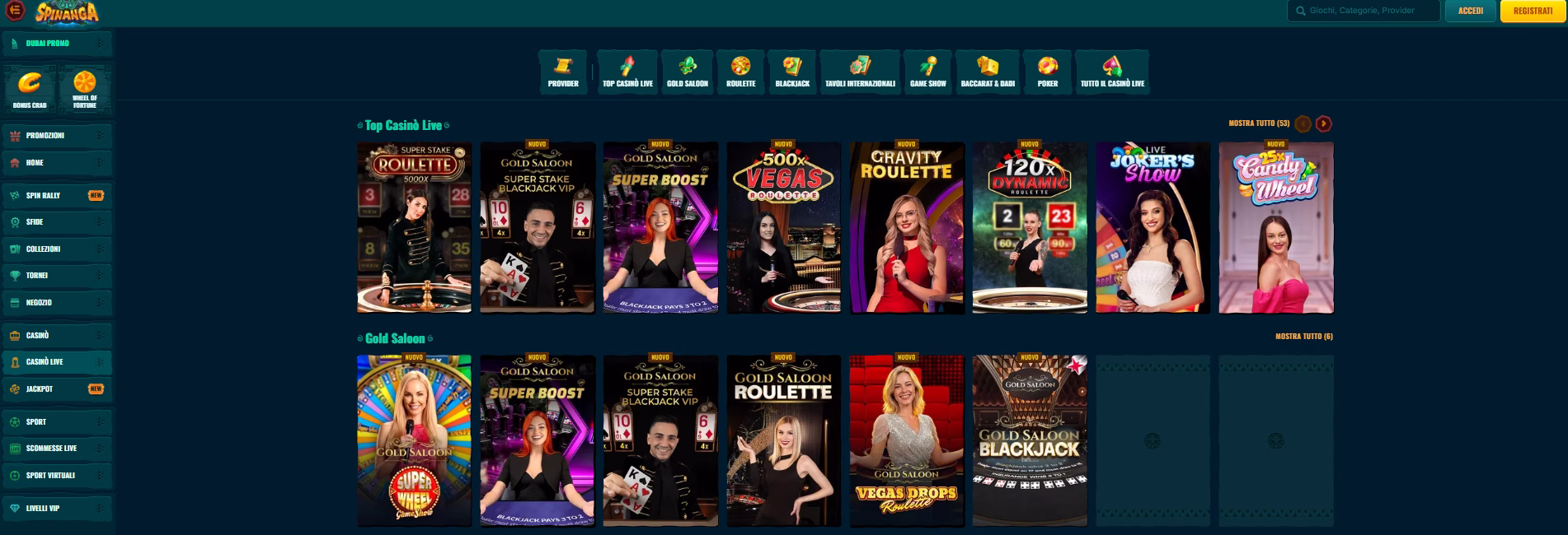 Live Casino Spinanga